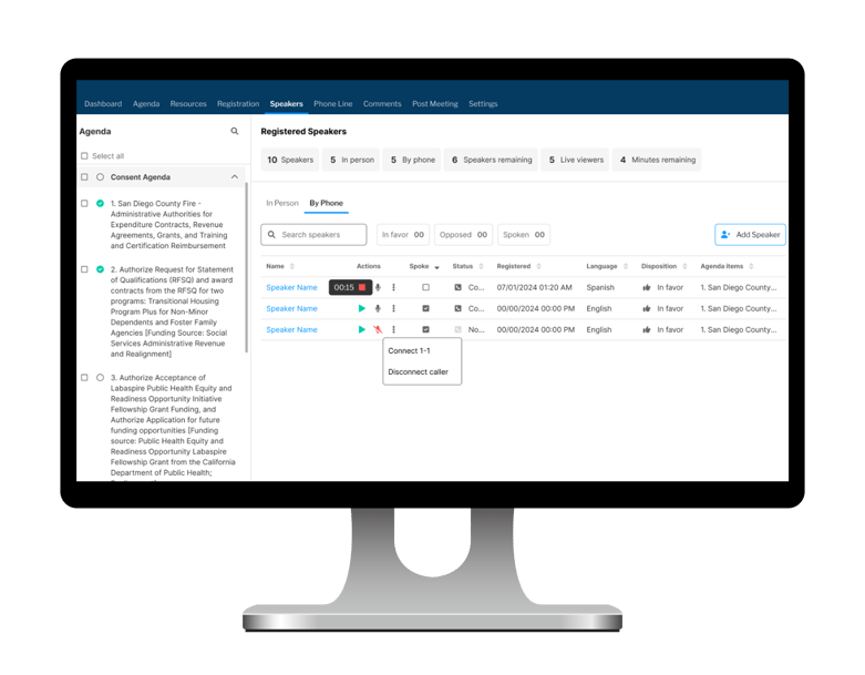 Speaker Dashboard on Monitor